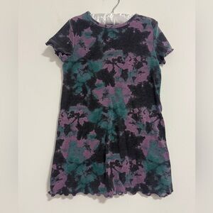 Girls' Purple & Teal Tie-Dye Short Sleeve Dress